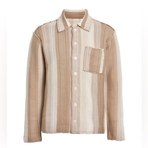 New Allsaints Cardigan sweater Truck Medium striped Taupe Relaxed